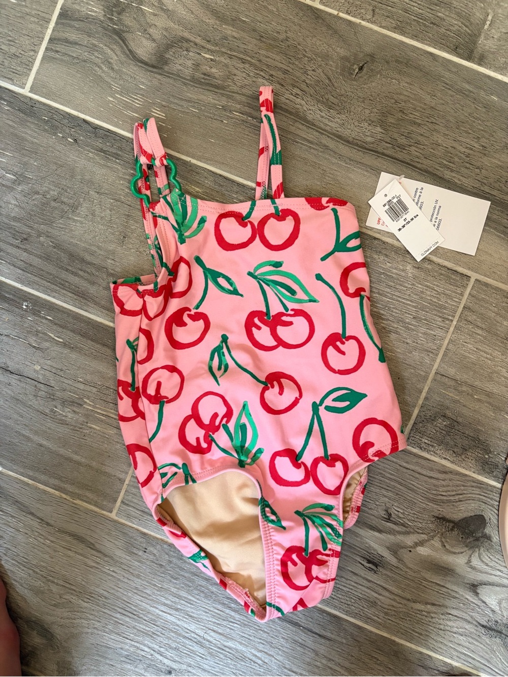 NWT Old Navy 3T Pink Cherry Print One-Piece Swimsuit